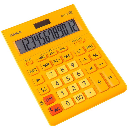 Калькулятор настольный Casio "GR-12", 12-разрядный, оранжевый