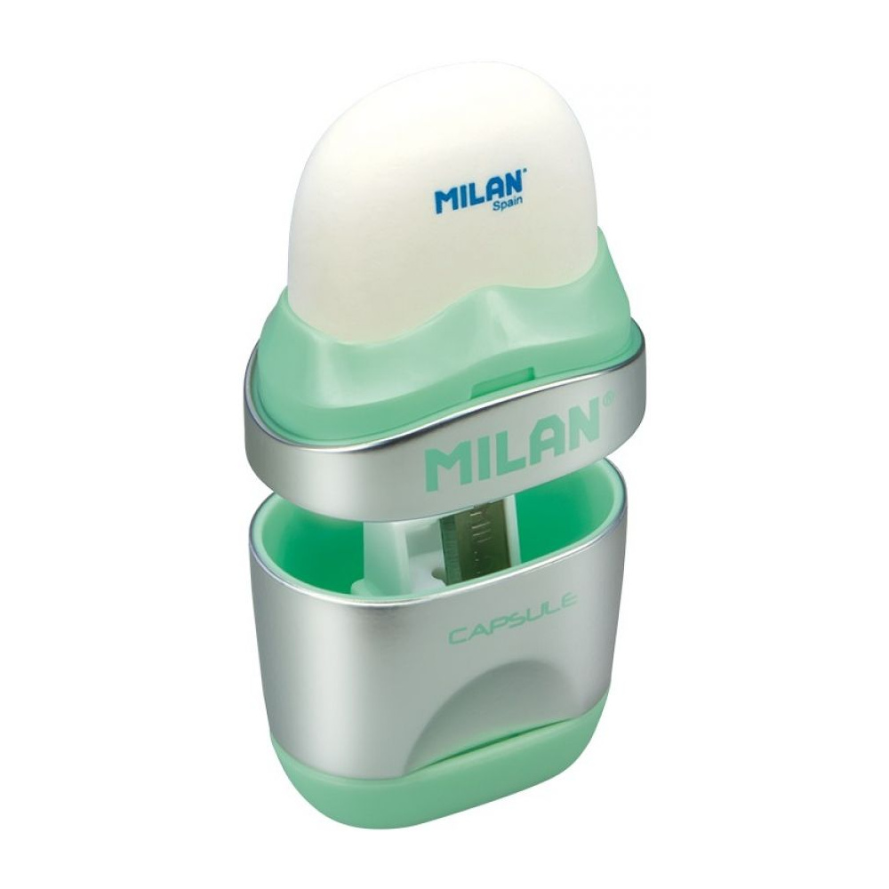Ластик-точилка Milan "Capsule silv", 1 отверстие, с контейнером - 2