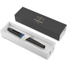 Ручка-роллер Parker "IM Vibrant Rings T315 Marine Blue PVD", 0,5 мм, черный, синий, стерж. черный