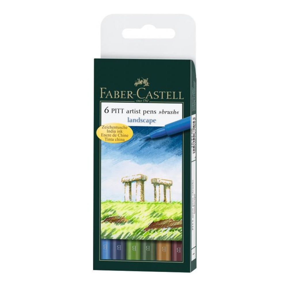 Маркер-кисть "Pitt Artist Pens Brush", 6 шт., земляные оттенки - 2