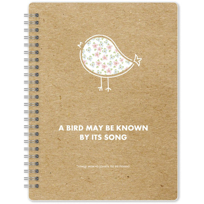 Тетрадь "Bird", А5, 96 листов, клетка, коричневый, белый