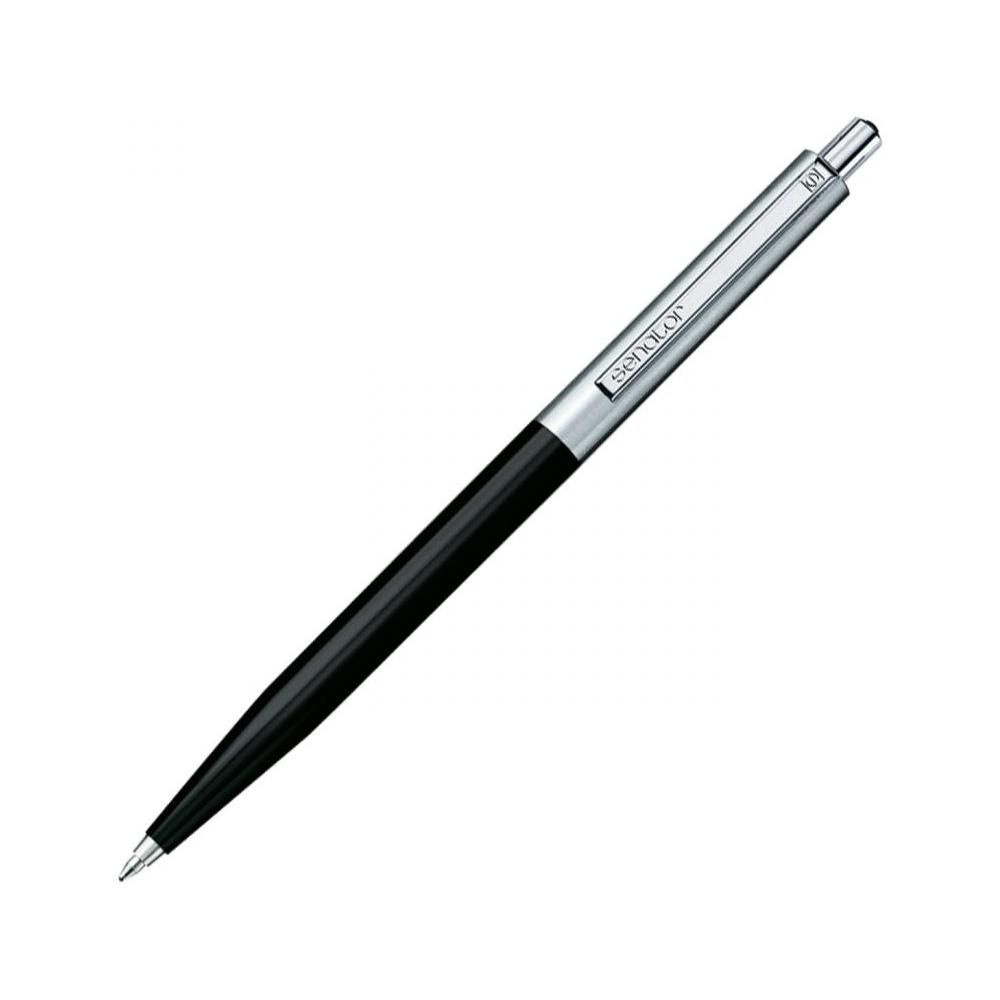 Ручка шариковая автоматическая "Senator Point Metal", 1.0 мм, черный, серебристый, стерж. синий