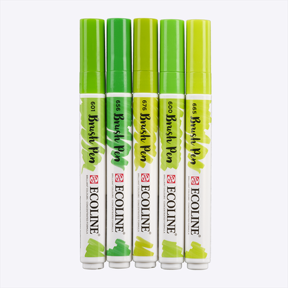 Набор акварельных маркеров "Ecoline", 5 шт., зеленые - 4