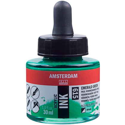 Жидкий акрил "Amsterdam", 615 изумрудный, 30 мл
