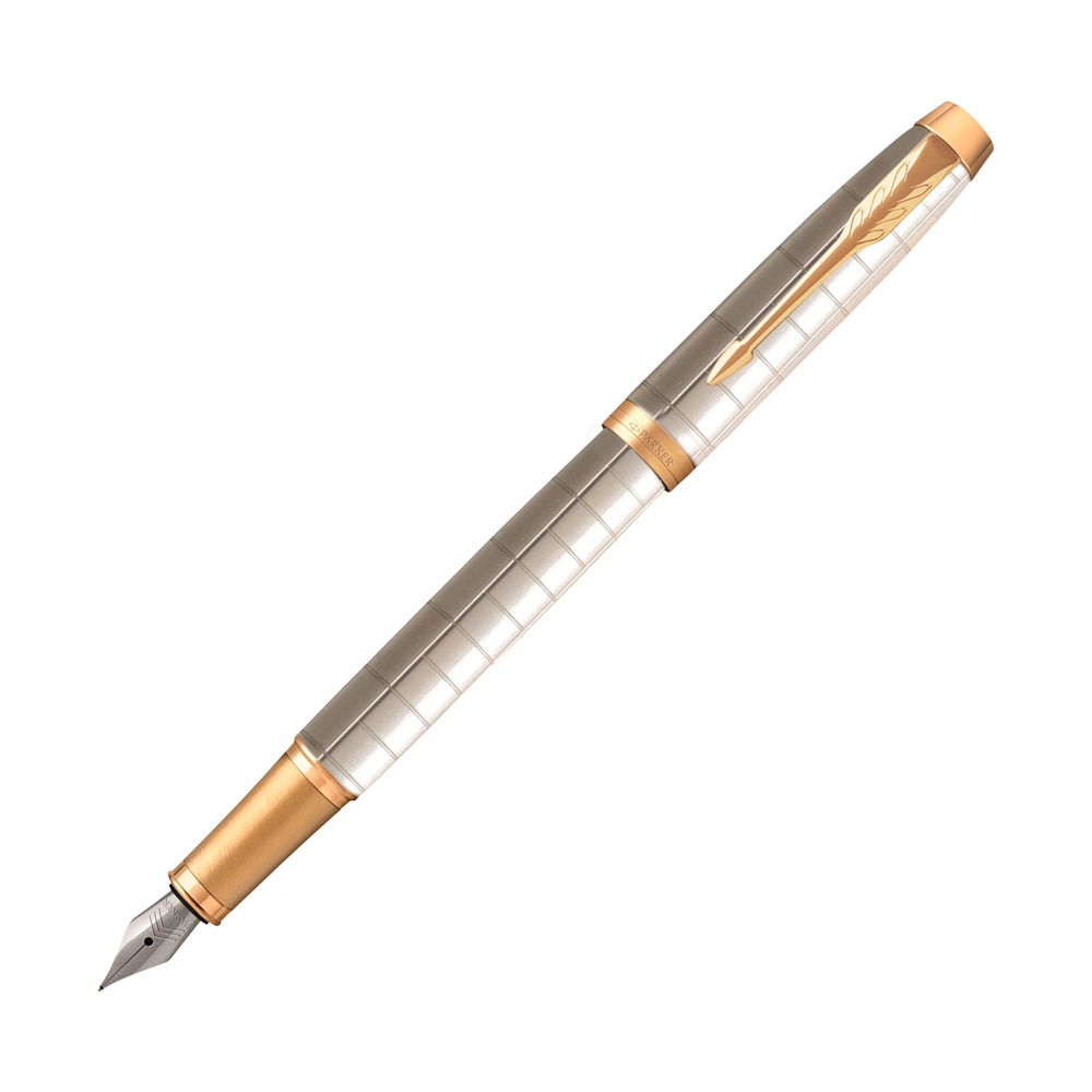 Ручка перьевая Parker "IM Premium Pearl GT", F, белый, золотистый, патрон синий