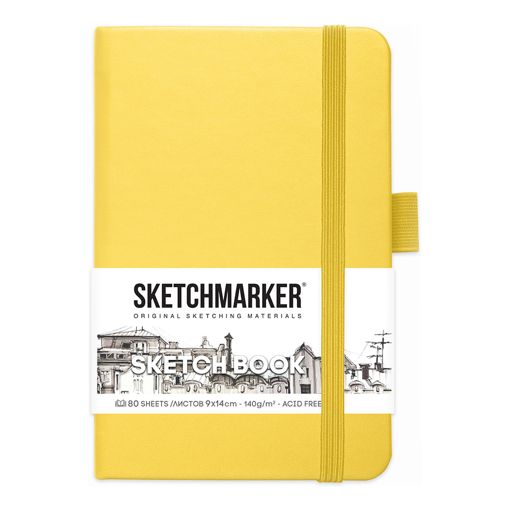 Скетчбук "Sketchmarker", 9x14 см, 140 г/м2, 80 листов, лимонный