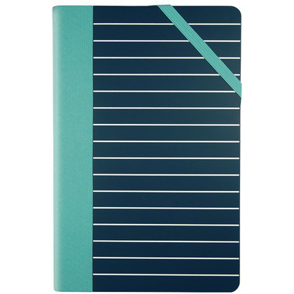 Блокнот "Medium Stripes", А5, 208 листов, клетка, голубой, черный