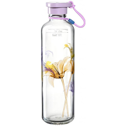 Бутылка для воды "Lilac Flower", стекло, 750 мл, прозрачный, сиреневый
