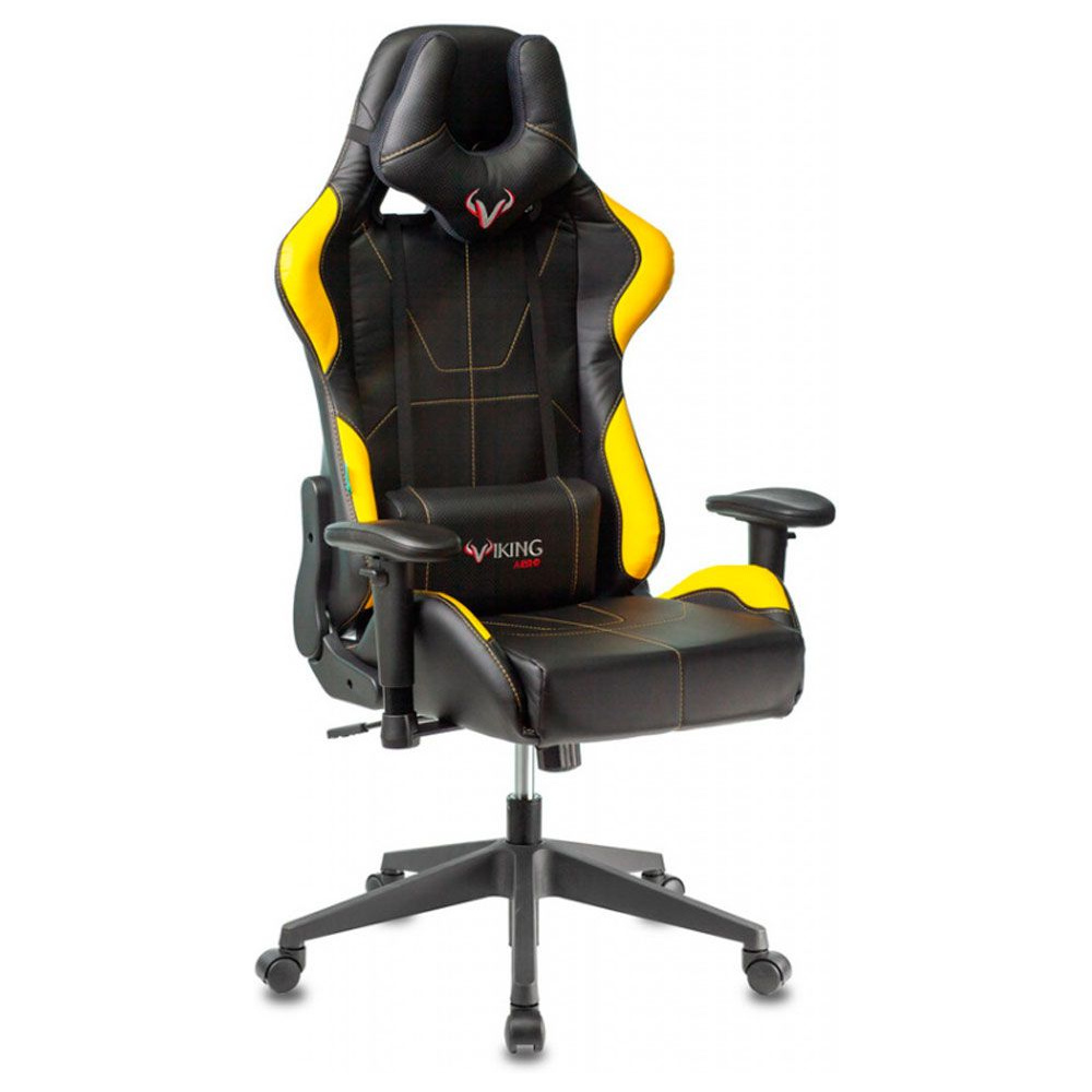  Кресло игровое Бюрократ "Zombie VIKING 5 AERO", экокожа, пластик, черный, желтый