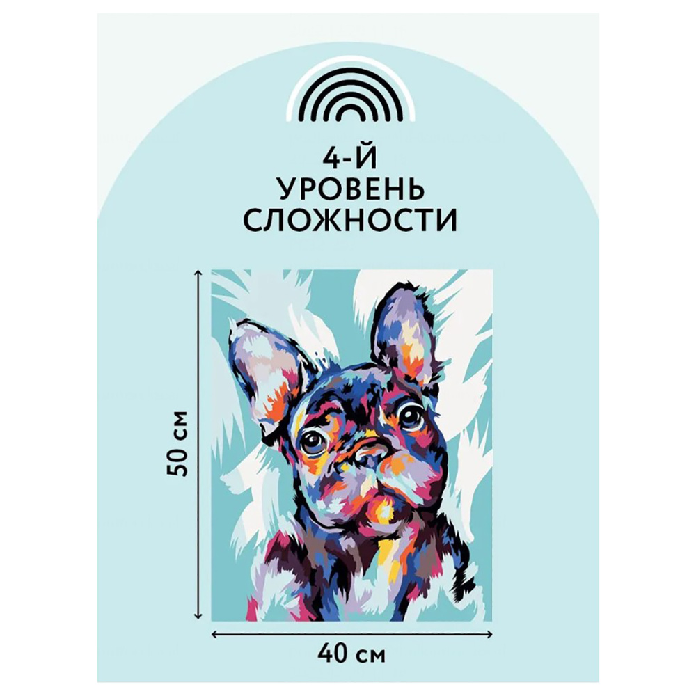 Картина по номерам "Яркий французский бульдог" - 4