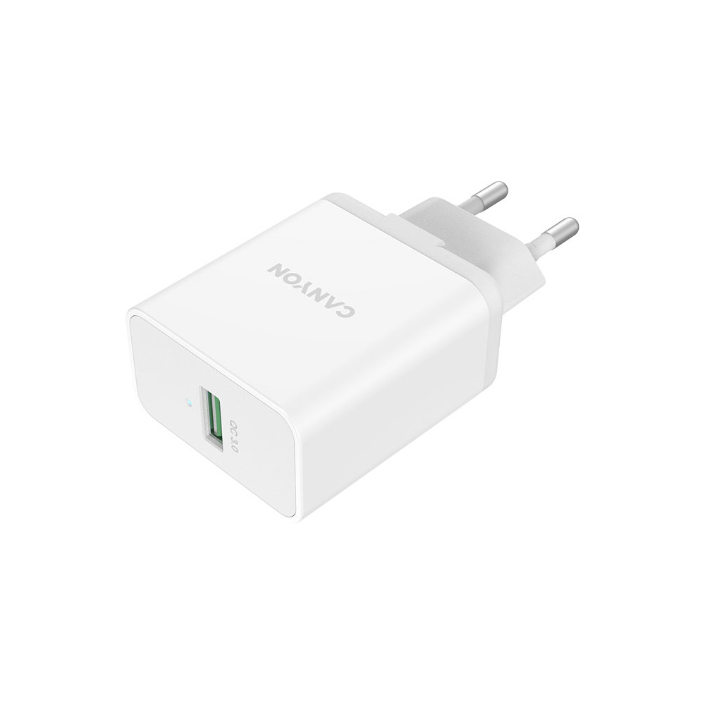 Адаптер питания "CANYON CNE-CHA24W" QC3.0, белый