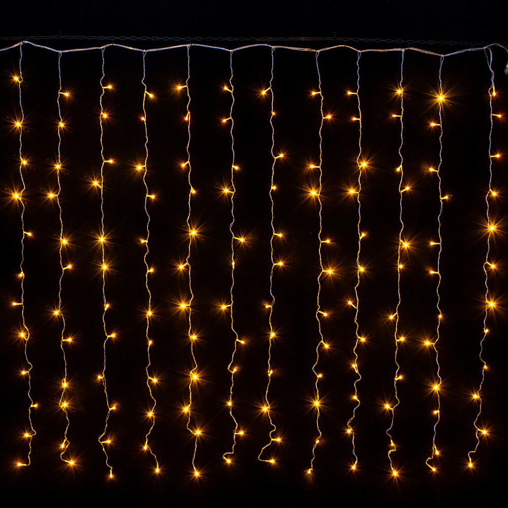 Гирлянда 160 LED "Занавес", 1.5x1.5 м, желтый