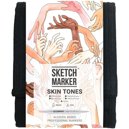 Набор маркеров перманентных двусторонних "Sketchmarker Skin tones", 12 шт.