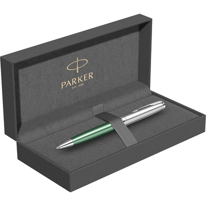 Ручка шариковая автоматическая Parker "Sonnet Essential SB K545", 0,7 мм, серебристый, зеленый, стерж. черный - 3