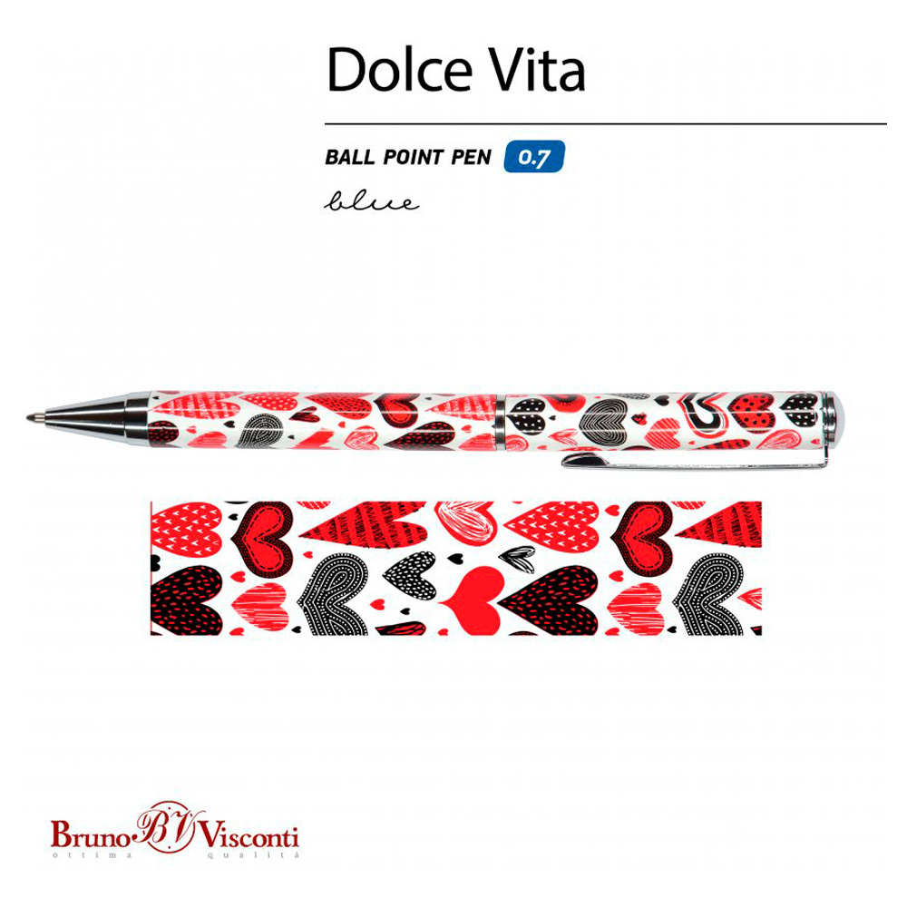 Ручка шариковая автоматическая "Dolce Vita. Сердечки. Фантазия", 0.7 мм, разноцветный, стерж. синий - 2