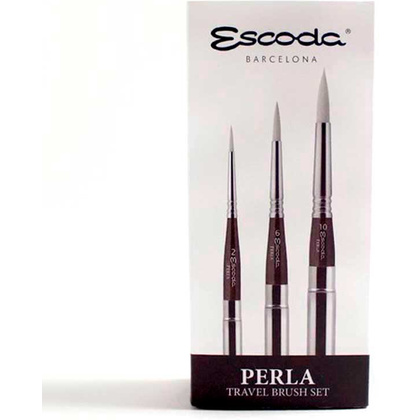 Набор кистей "Escoda Perla", синтетика белая, круглая, складная №2, 6, 10