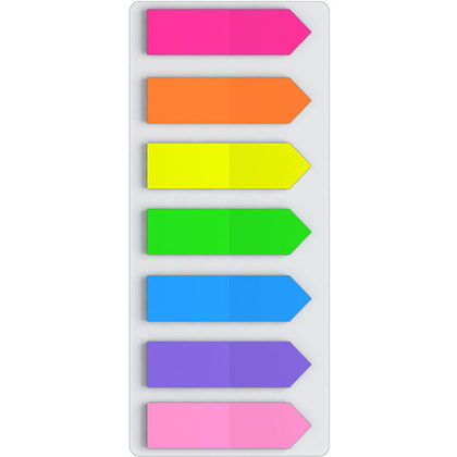 Закладки пластиковые "Neon Arrows", 12x44 мм, 7 цветовx20 шт., ассорти - 3