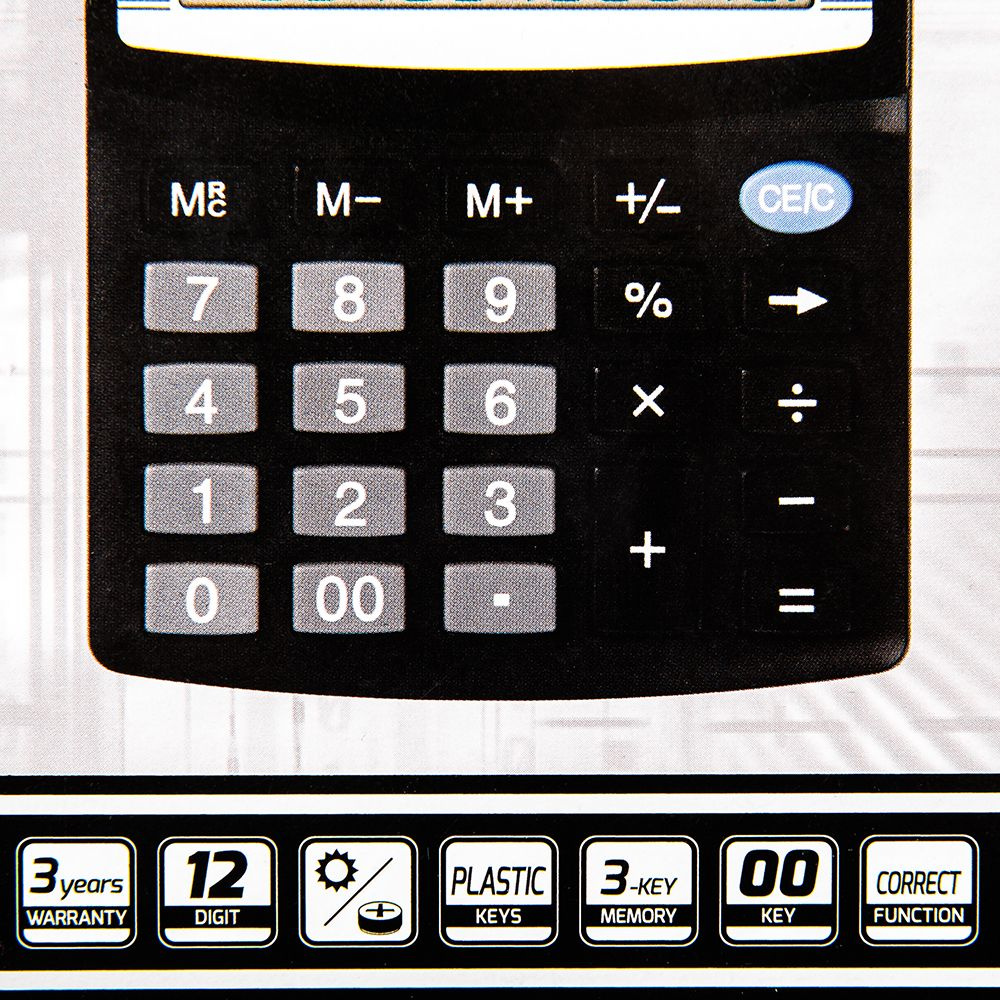 Калькулятор настольный Rebell "SDC-412 BX", 12-разрядный, черный - 3