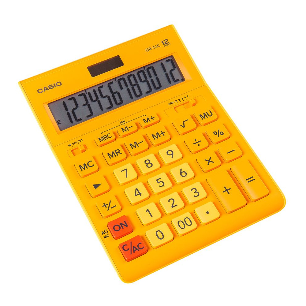 Калькулятор настольный Casio "GR-12", 12-разрядный, оранжевый