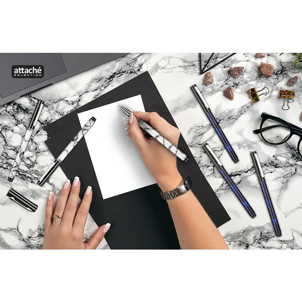 Ручка гелевая "Marble", 0,4 мм, синий, стерж. синий - 4