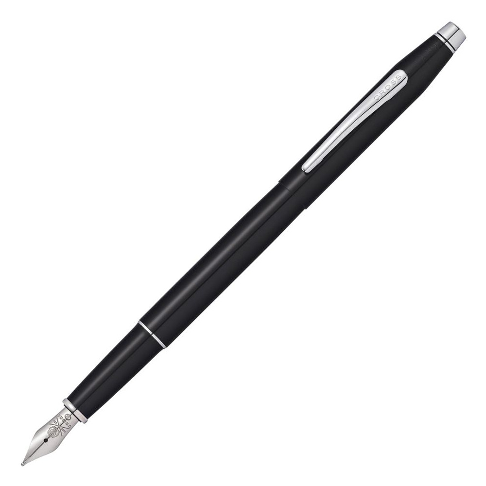 Ручка перьевая "Cross Classic Century Black Lacquer", M, черный, серебристый, патрон черный