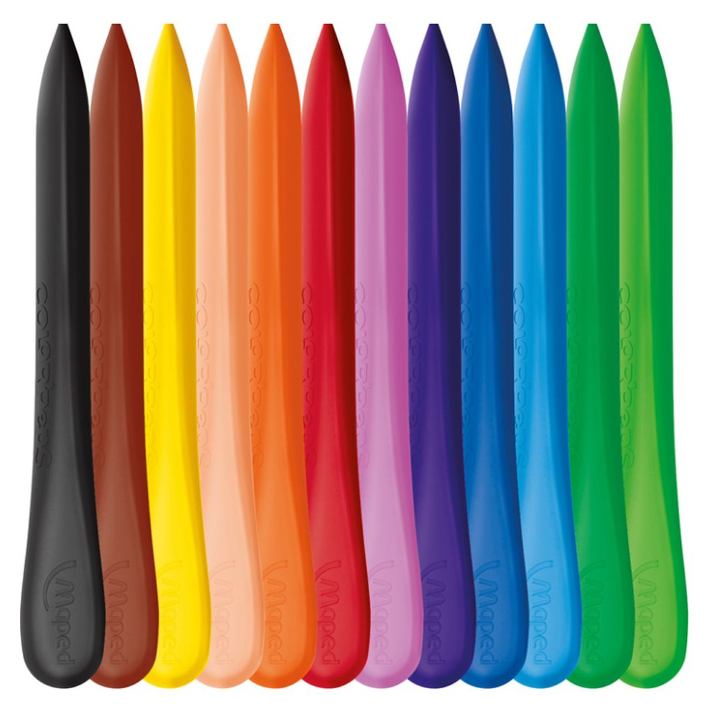 Мелки восковые Maped "Crayon PlastiClean", 12 цветов, ассорти - 2