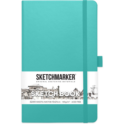 Скетчбук "Sketchmarker", 13x21 см, 140 г/м2, 80 листов, аквамарин