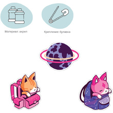 Значок "Catbox", 3 шт/упак, ассорти
