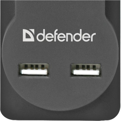 Сетевой фильтр Defender "DFS 753", 5 розеток, 3 м, черный  - 3