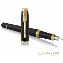 Ручка перьевая "Parker Urban Muted Black GT", F, черный, золотистый, патрон синий