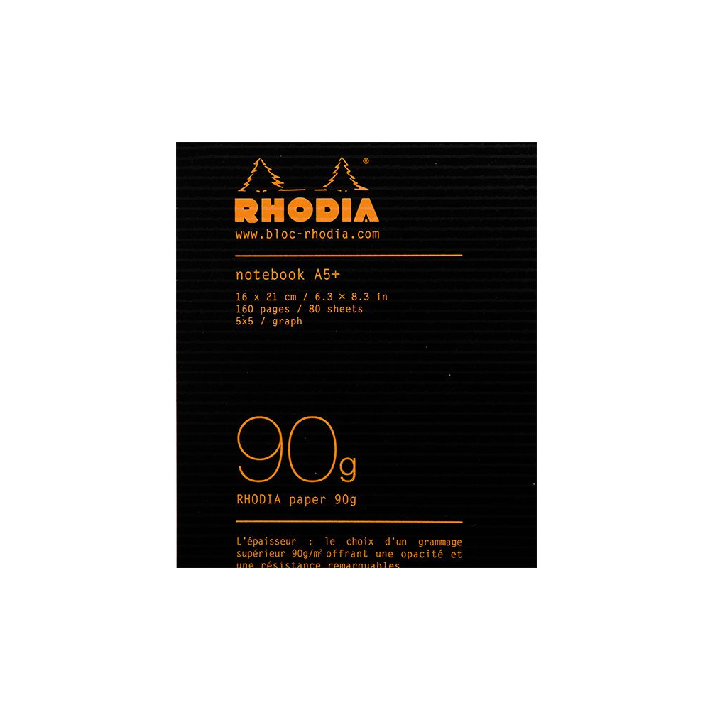 Блокнот "Rhodia", A5+, 80 листов, клетка, черный - 2