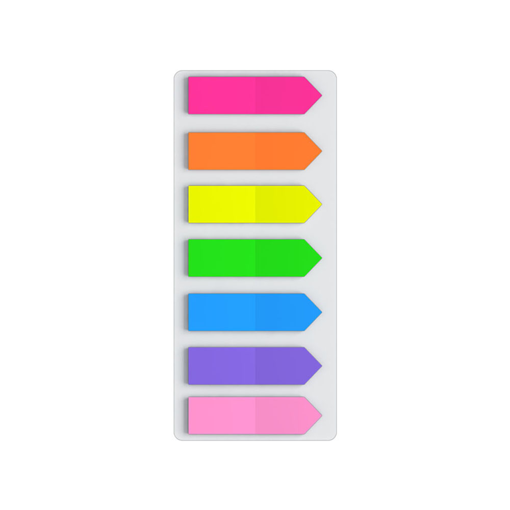 Закладки пластиковые "Neon Arrows", 12x44 мм, 7 цветовx20 шт., ассорти - 3