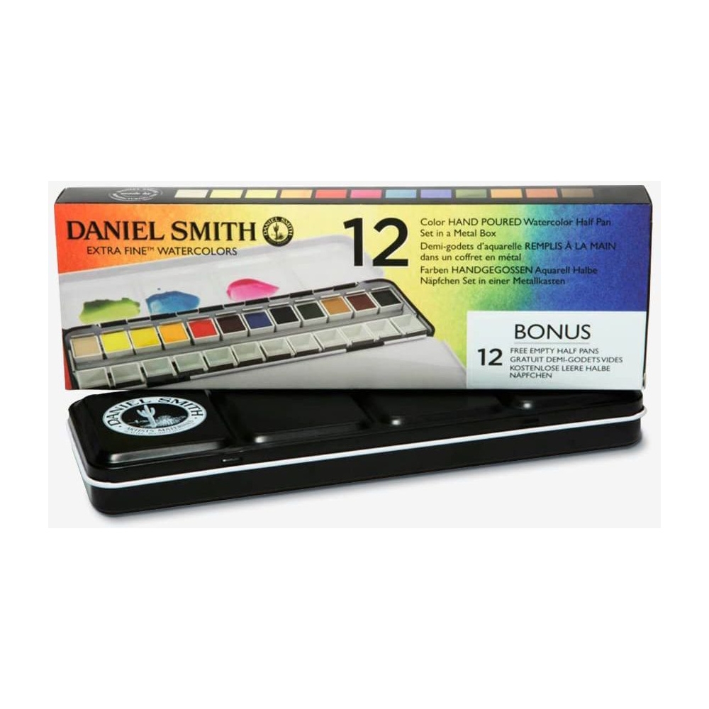 Набор акварели Daniel Smith "Extra fine", 12 цветов, кюветы - 2