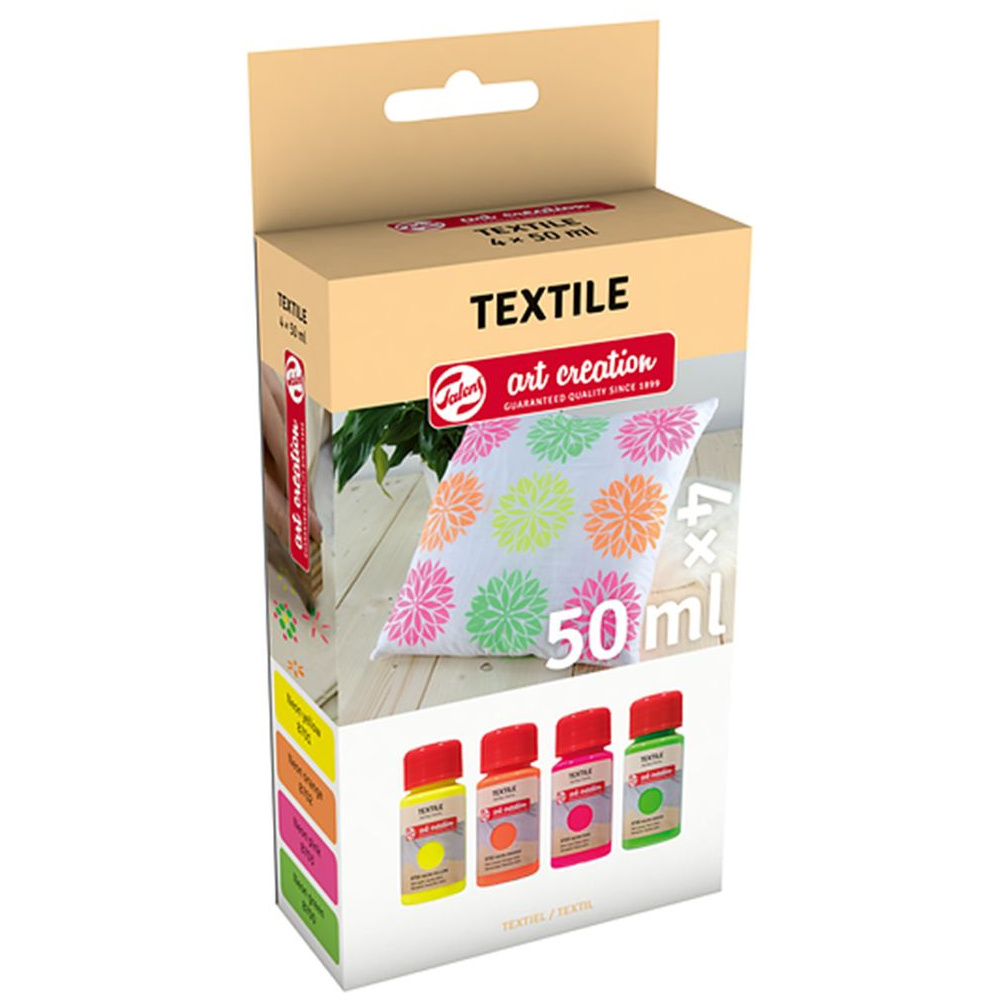 Набор красок декоративных "TEXTILE", неоновые цвета, 50 мл, 4 шт.