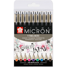 Набор ручек капиллярных "Sakura Pigma Micron", 9 шт.