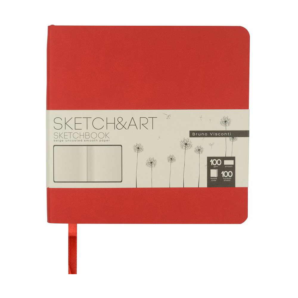 Скетчбук "Sketch&Art", 14.5x14.5 см, 100 г/м2, 100 листов, красный