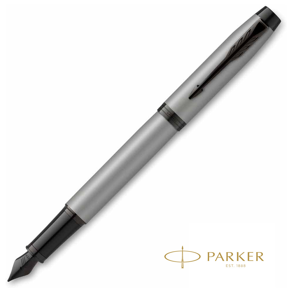 Ручка перьевая Parker "IM Achromatic F317", F, серый, черный, патрон синий