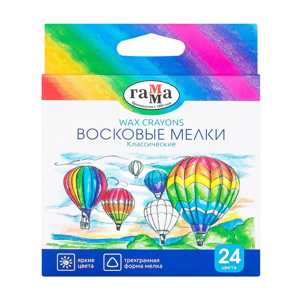 Мелки восковые "Классические", 24 цвета, ассорти