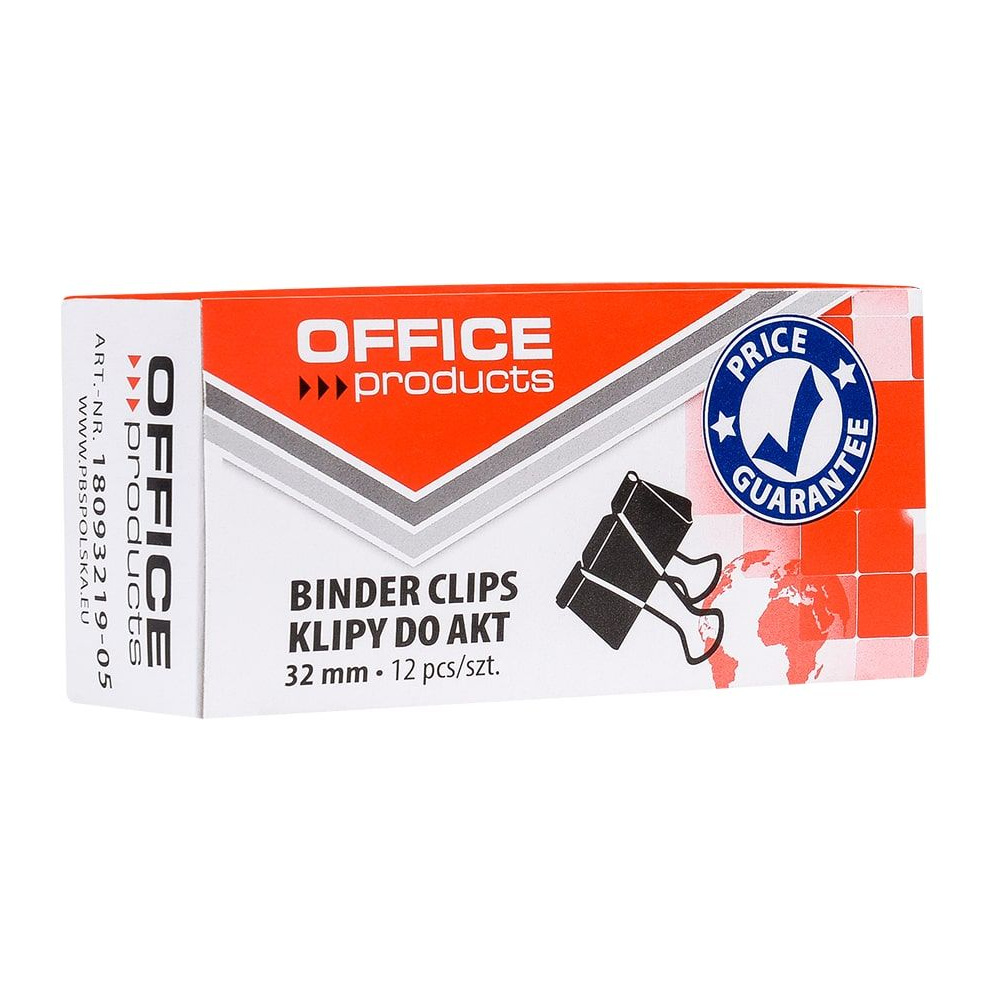 Зажим для бумаги "Office Products", 32 мм, 12 шт, черный