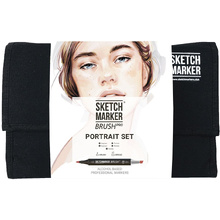Набор маркеров перманентных двусторонних "Sketchmarker Brush Pro Portrait Set", 24 шт.