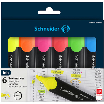 Набор маркеров текстовых "Schneider Job", 6 шт, ассорти - 3