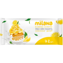 Салфетки влажные антибактериальные "Milana", 72 шт, лимонный десерт