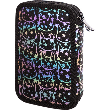 Пенал "Hash neon kitty", 2 отделения, чёрный - 2