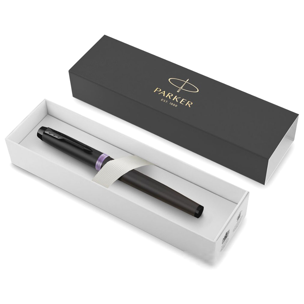 Ручка-роллер Parker "IM Vibrant Rings T315 Amethyst Purple PVD", 0,5 мм, черный, фиолетовый, стерж. черный - 2