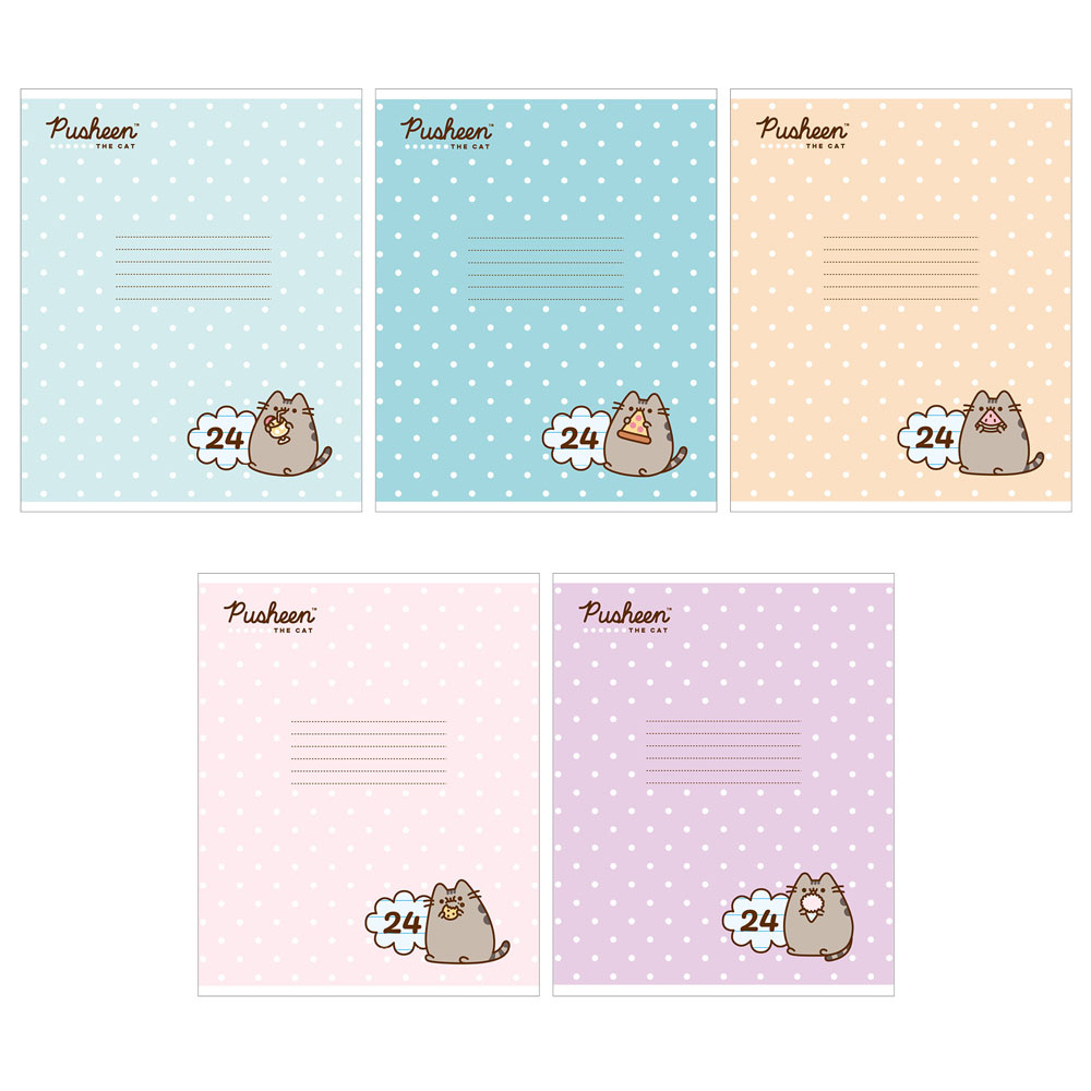 Тетрадь "Pusheen", А5, 24 листа, линейка, ассорти
