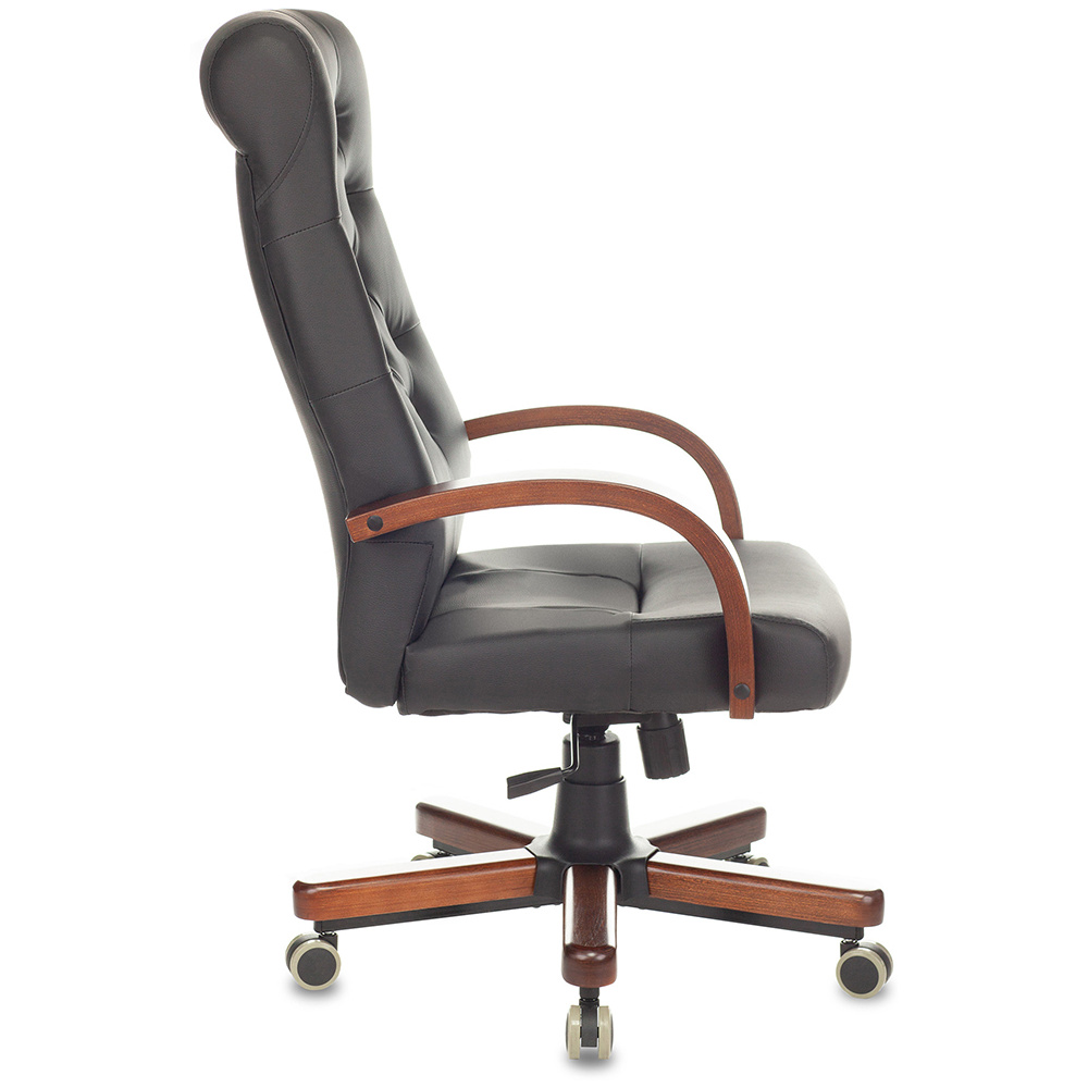 Кресло для руководителя "Бюрократ T-9928WALNUT/ECO", металл, дерево, экокожа, черный - 3
