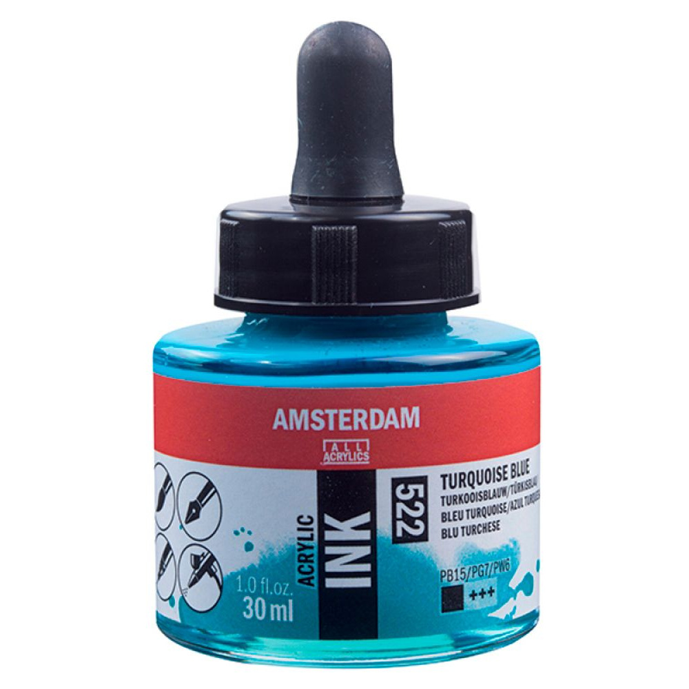 Жидкий акрил "Amsterdam", 522 бирюзовый синий, 30 мл