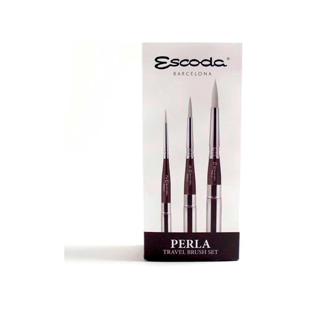 Набор кистей "Escoda Perla", синтетика белая, круглая, складная №2, 6, 10