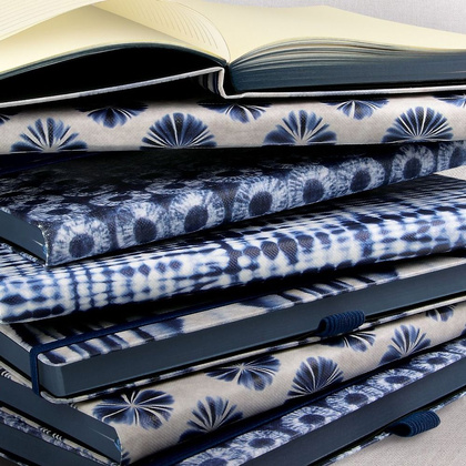 Блокнот "Shibori Jute", А5, 120 листов, линейка, синий, белый - 4
