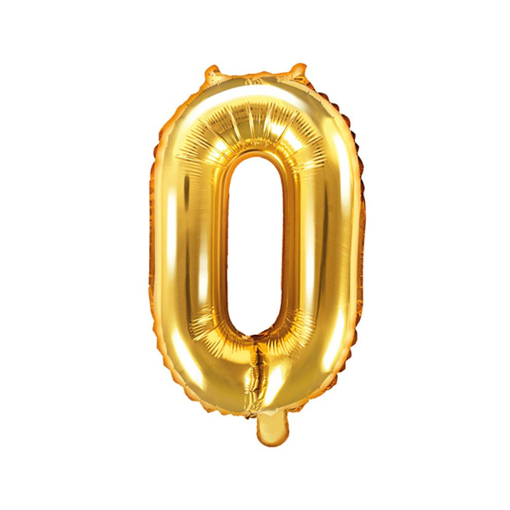 Шар фольгированный цифра "0", 35 см, золотистый